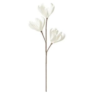 FLOWER BRANCH SHORT LEAVES 3 HEADS EVA WHITE