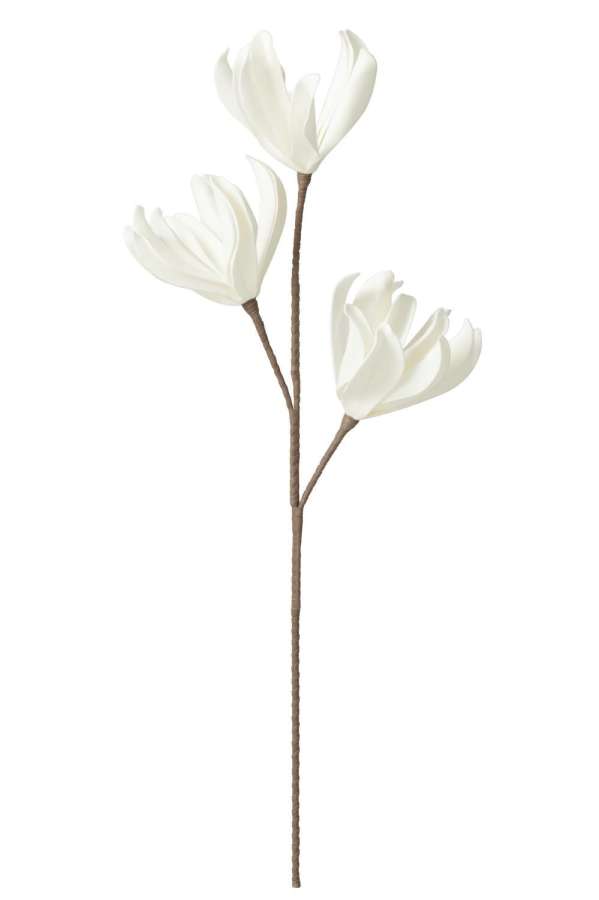 FLOWER BRANCH SHORT LEAVES 3 HEADS EVA WHITE