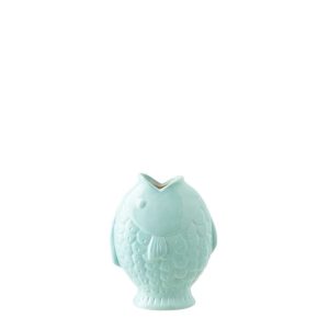 VASE FISH WIDE STONEWARE TURQUOISE