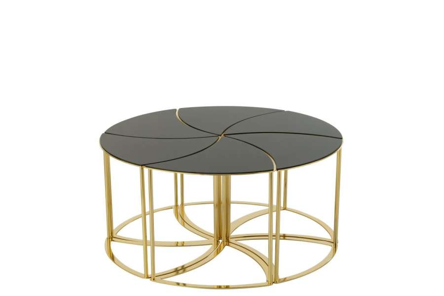 SET OF 6 TORNADO GOLD METAL/MDF/GLASS