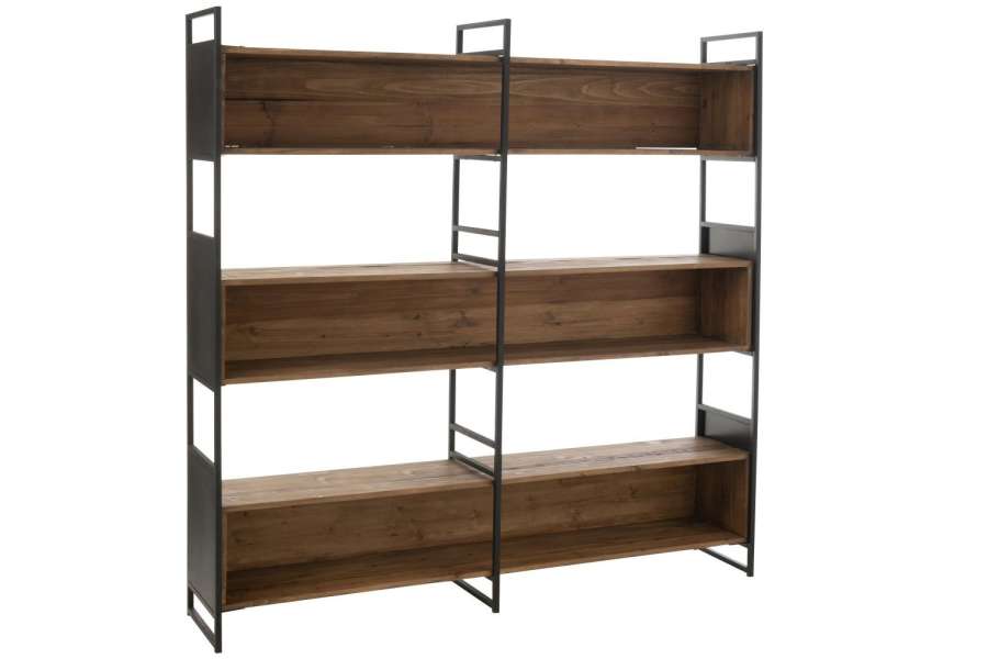 SHELF RUSTIK RECYCLED WOOD/METAL BLACK/NATURAL LARGE