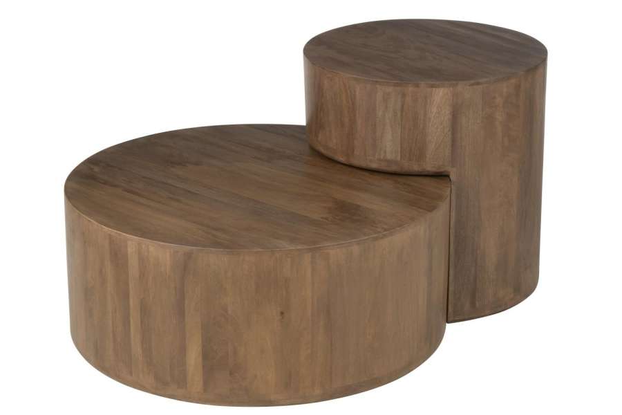 SET OF 2 TABLE TOGE MANGO WOOD BROWN