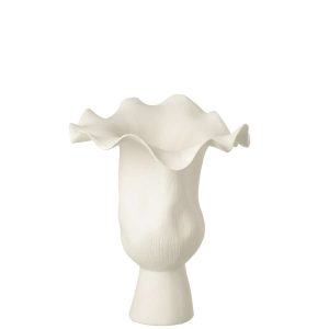 VASE NARROW HELIX IRREGULAR CERAMIC WHITE