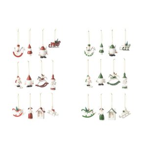 BOX OF 12 HANGERS WOOD GREEN/RED ASSORTMENT OF 2