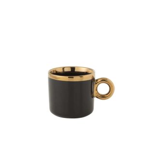 BOX OF 1 MUG CERAMIC BLACK/GOLD