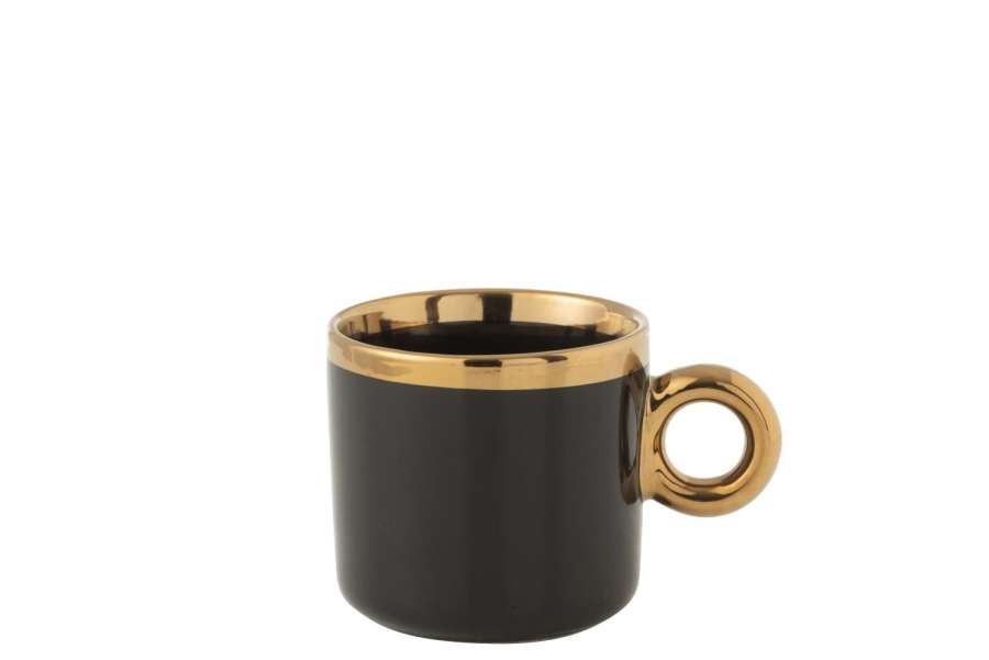 BOX OF 1 MUG CERAMIC BLACK/GOLD