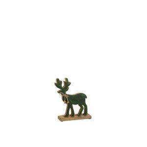 FIGURINE REINDEER WOOD GREEN SMALL