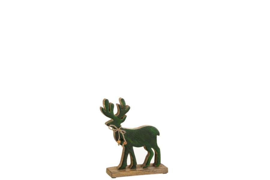 FIGURINE REINDEER WOOD GREEN SMALL