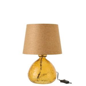 TABLE LAMP BALL GLASS OCHER YELLOW