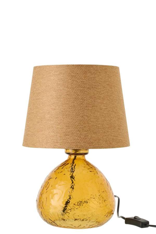 TABLE LAMP BALL GLASS OCHER YELLOW