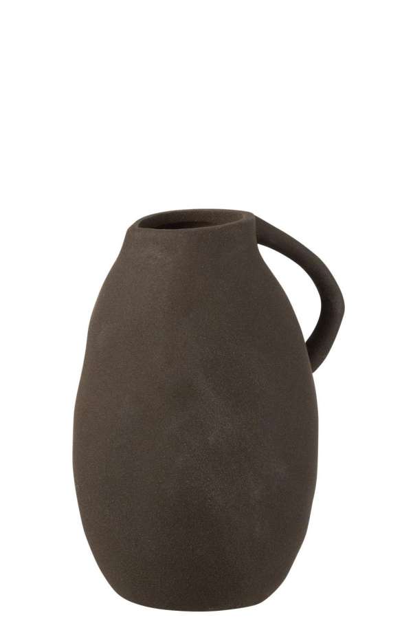 VASE JUG CERAMIC BLACK MEDIUM
