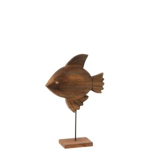 DECORATION FISH MANGO WOOD/METAL BROWN/BLACK LARGE
