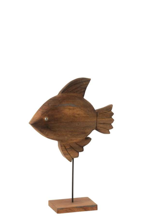 DECORATION FISH MANGO WOOD/METAL BROWN/BLACK LARGE