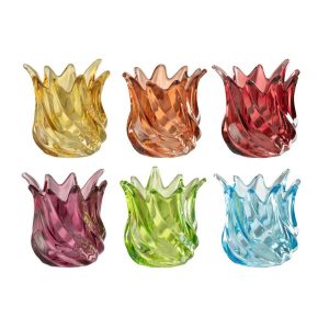 TEALIGHT HOLDER POPA GLASS MIX ASSORTMENT OF 6