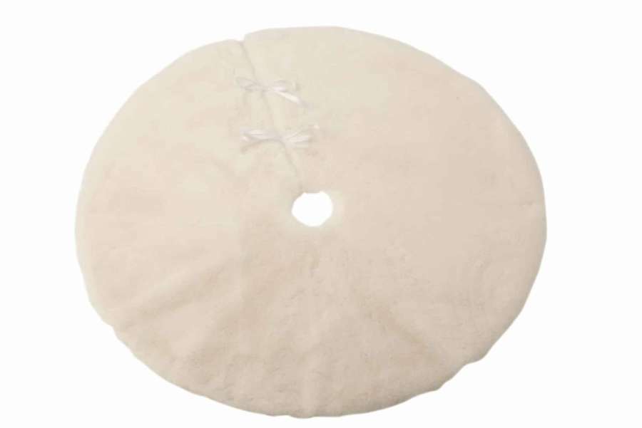 CHRISTMAS TREE SKIRT ROUND POLYESTER WHITE