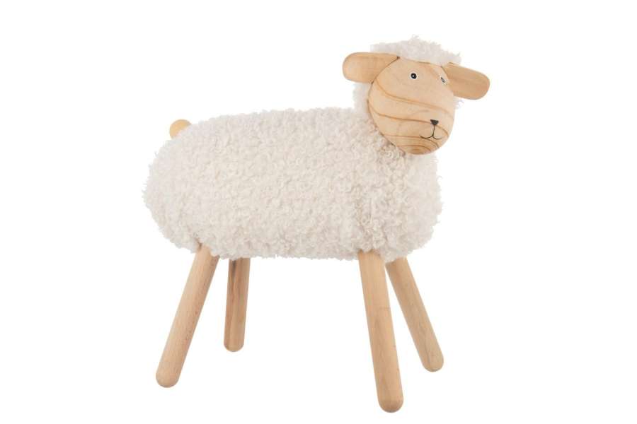 SHEEP DECORATIVE BEECH WOOD/FAUX FUR NATURAL/OFF-WHITE LARGE