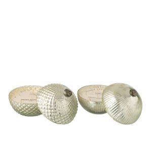 SCENTED CANDLE CHRISTMAS BAUBLE GLASS SILVER COLORED LARGE ASSORTMENT OF 2