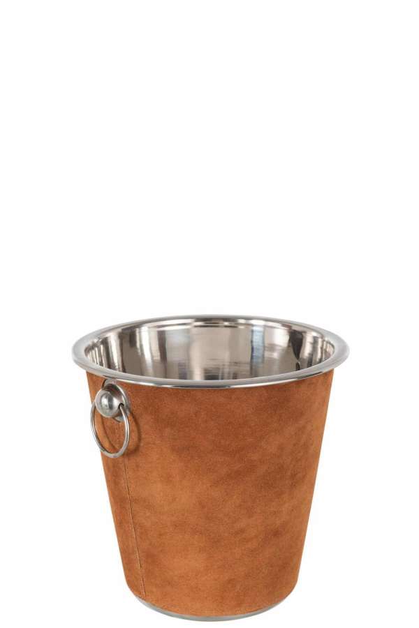 ICE BUCKET ROUND LEATHER COGNAC