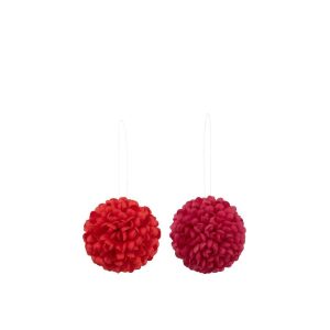FLOWER BALL DIA16CM ARTIFICIAL PINK/RED ASSORTMENT OF 2