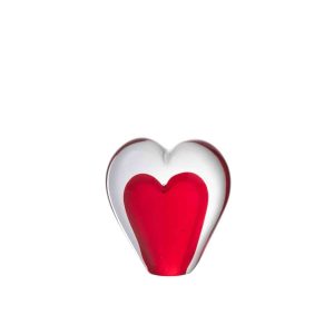 PAPERWEIGHT HEART STANDING GLASS RED