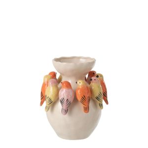 VASE BIRD CERAMIC MULTICOLORED SMALL