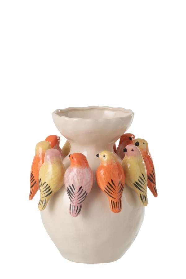VASE BIRD CERAMIC MULTICOLORED SMALL