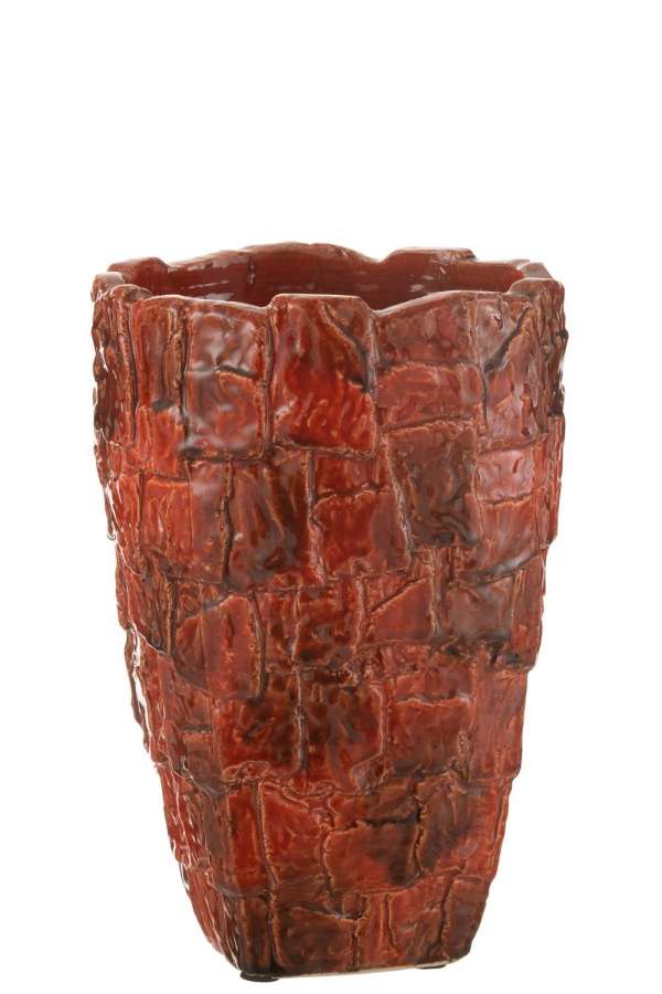 VASE AKANE CERAMIC RED LARGE