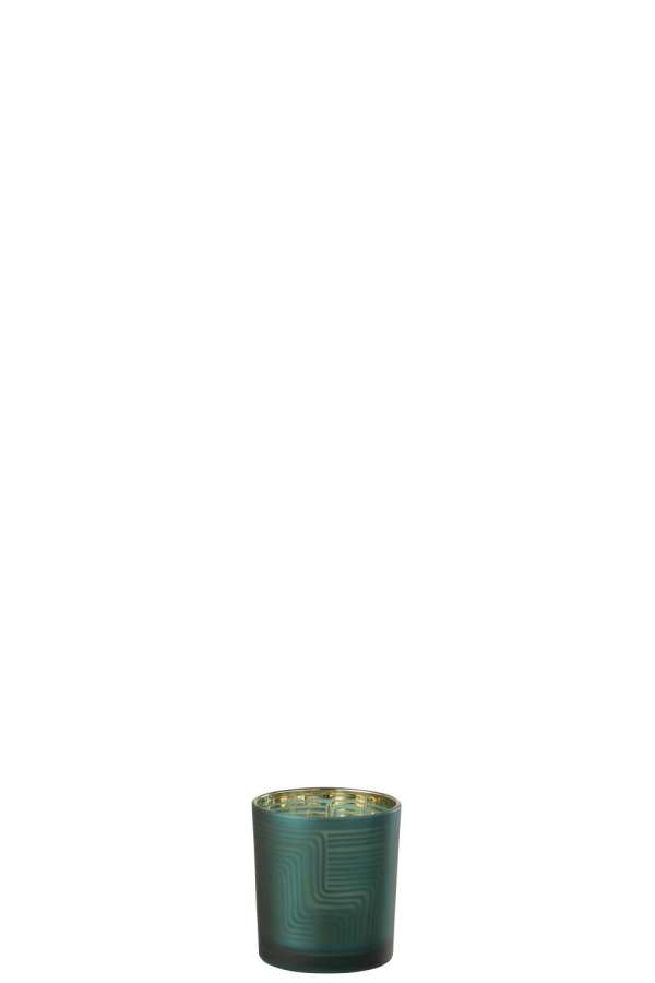 TEALIGHT HOLDER ZIGZAG GLASS GREEN SMALL