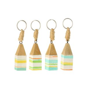 KEYCHAIN HOUSE PAULOWNIA WOOD MULTI ASSORTMENT OF 4
