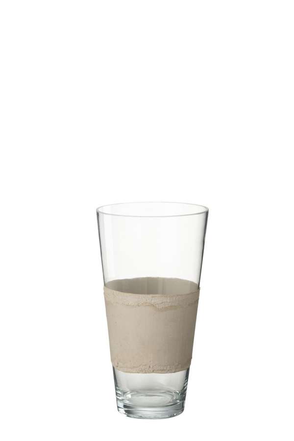 VASE DELPH GLASS TRANSPARENT/BEIGE SMALL