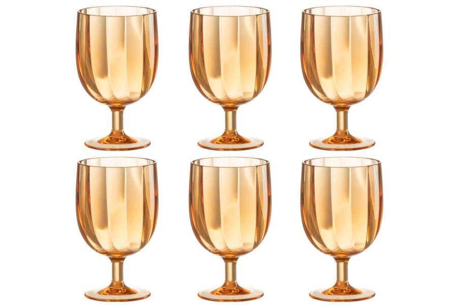 BOX OF 6 PIECES WINE GLASS PLASTIC ORANGE