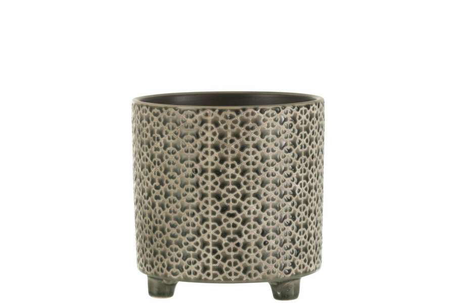 FLOWERPOT FLOWER CERAMIC GREY/BLUE LARGE