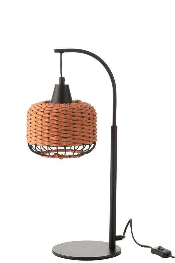 TABLE LAMP LANTERN METAL ORANGE