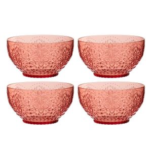 BOX OF 4 BOWL PLASTIC RED