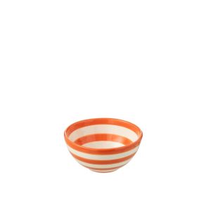 BOWL GRANADA STRIPES HIGH CERAMIC WHITE/ORANGE SMALL