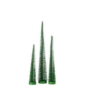 BOX OF 3 CHRISTMAS TREE DECO GLITTERS PLASTIC GREEN