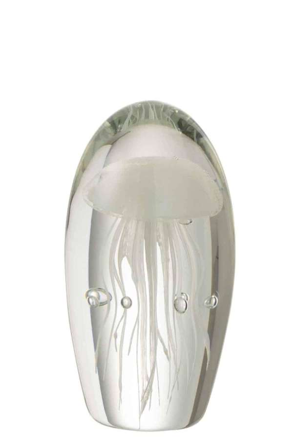 PAPERWEIGHT JELLYFISH GLASS WHITE LARGE