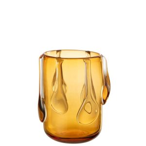 VASE DRIPPY GLASS AMBER SMALL