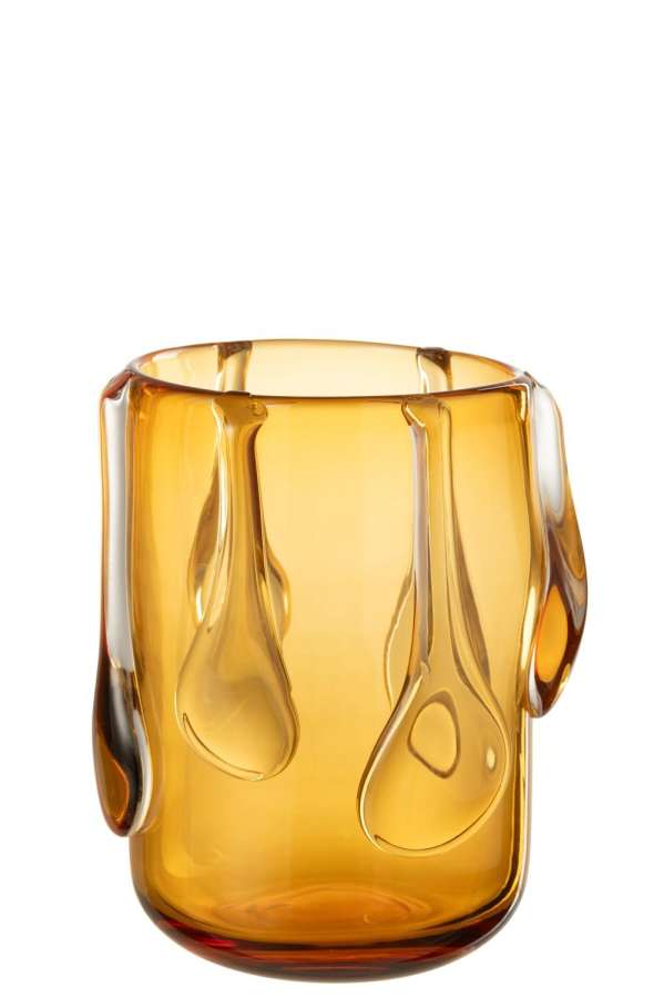 VASE DRIPPY GLASS AMBER SMALL