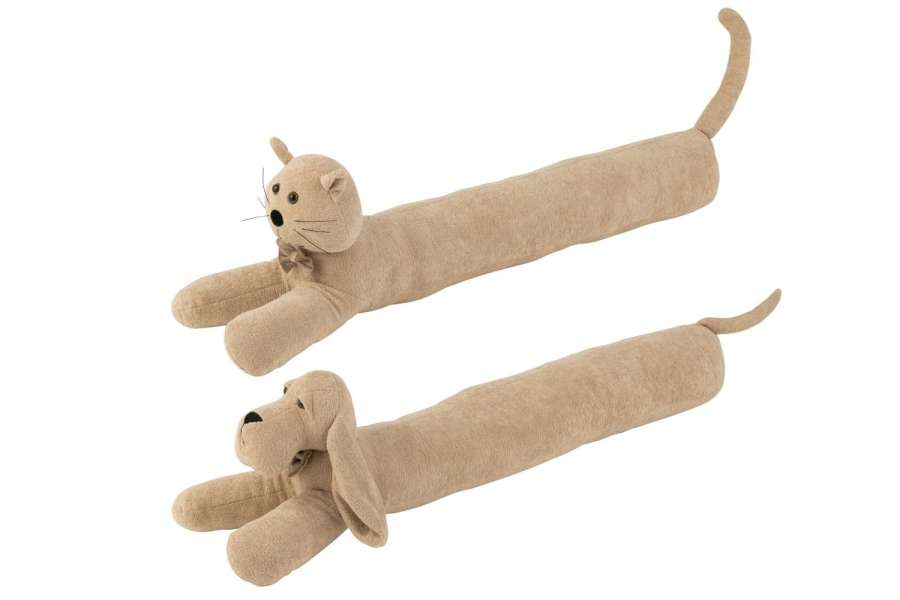 DRAUGHT EXCLUDER DOG/CAT BOUCLÉ BEIGE ASSORTMENT OF 2