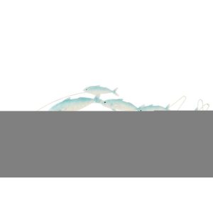WALL DECORATION GROUP OF FISHES IRON LIGHT BLUE/WHITE