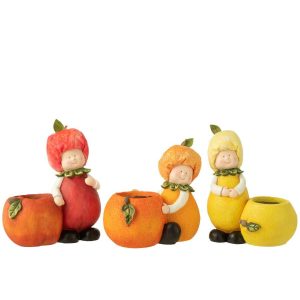 KID PLANTER LEMON/ORANGE/APPLE POLYRESIN MIX LARGE ASSORTMENT OF 3