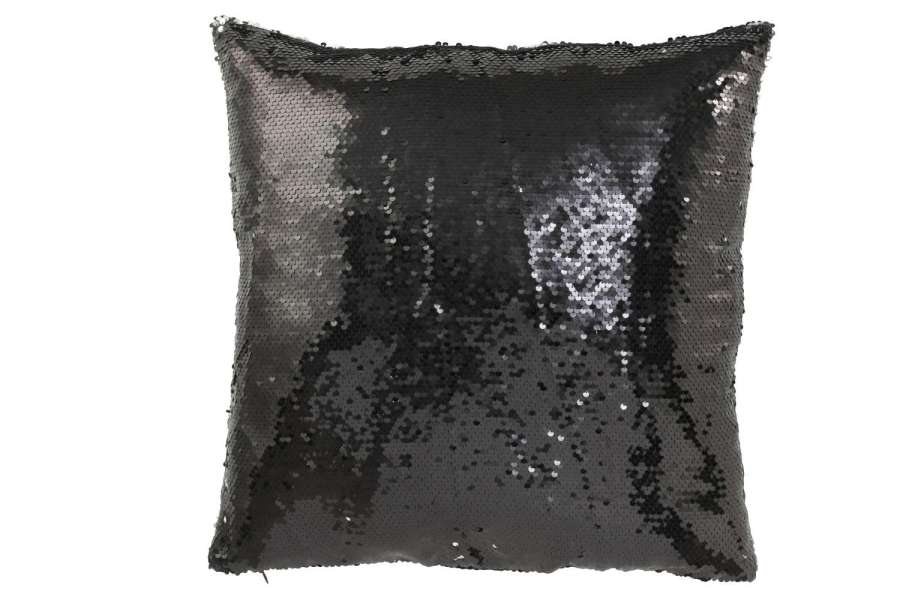 CUSHION REVERSIBLE SEQUIN BLACK/SILVER
