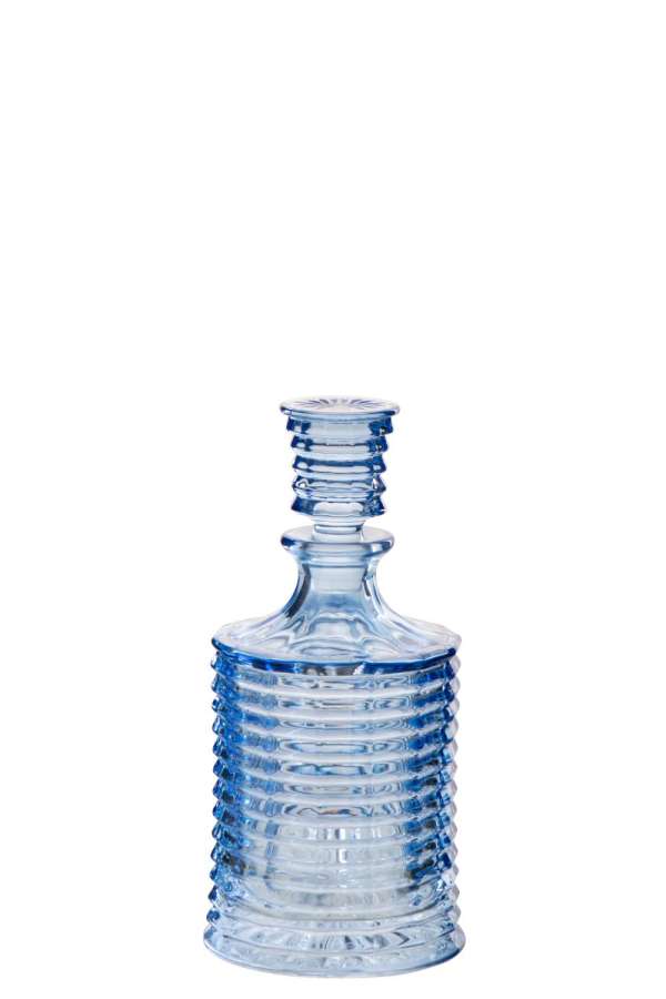 CARAFE RIBBED GLASS LIGHT BLUE