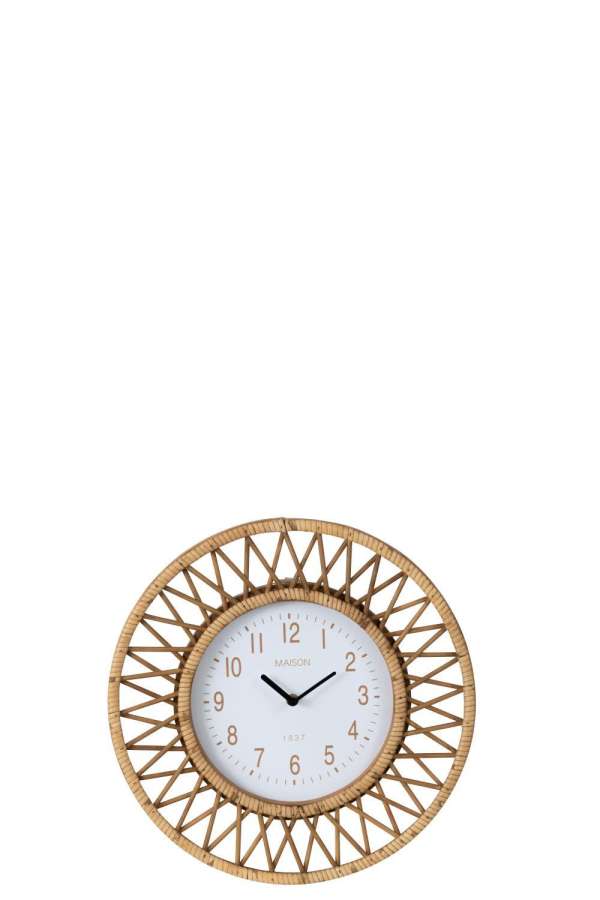 WALL CLOCK WONDER RATTAN/PLYWOOD NATURAL/WHITE SMALL