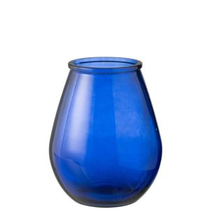 VASE EGG GLASS BLUE LARGE