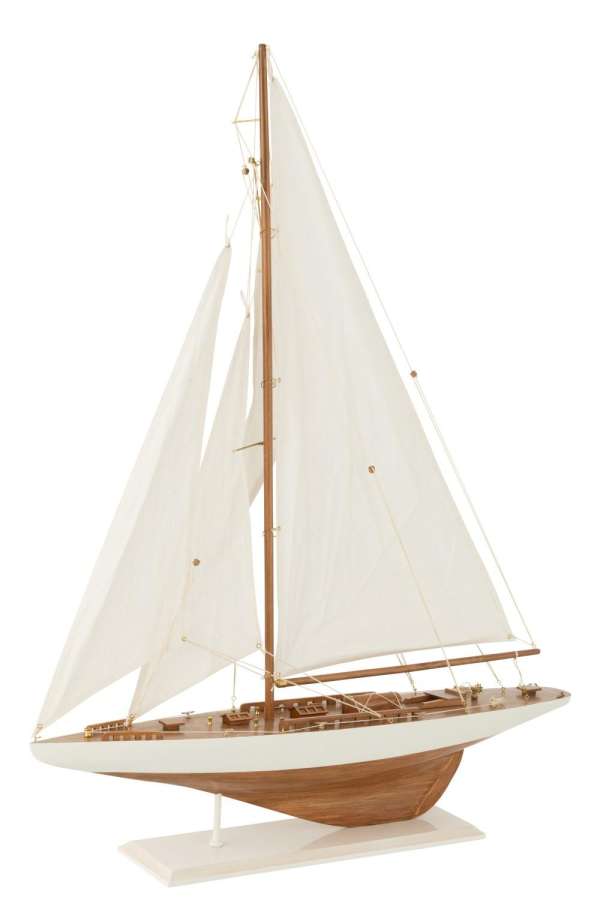 SAILBOAT WOOD WHITE/NATURAL LARGE