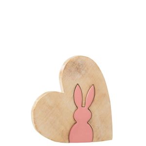 HEART WITH BUNNY WOOD PINK