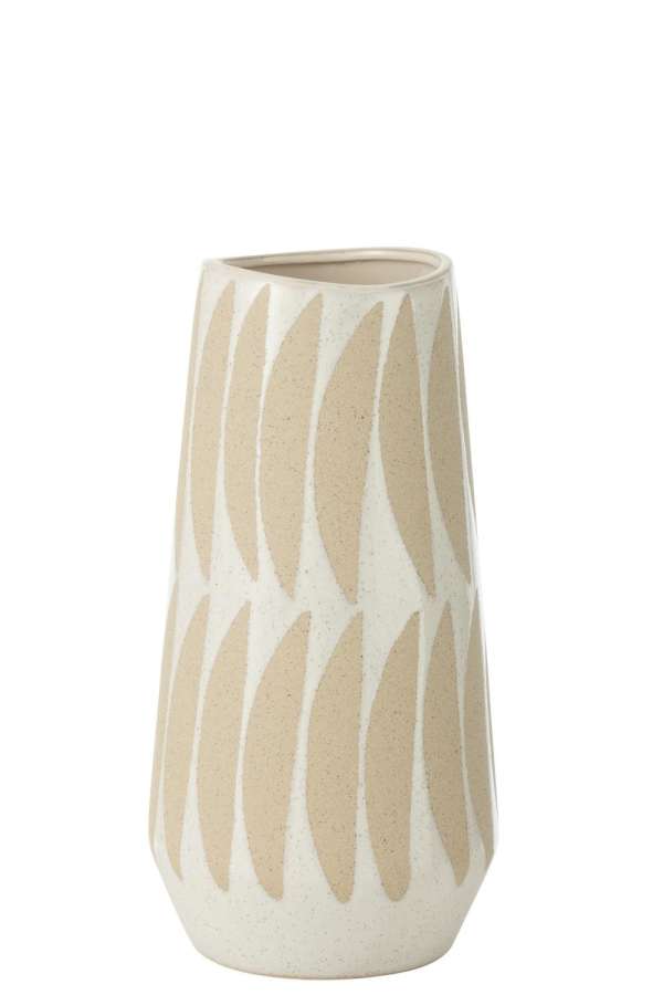 VASE KAI STONEWARE BEIGE/WHITE SMALL