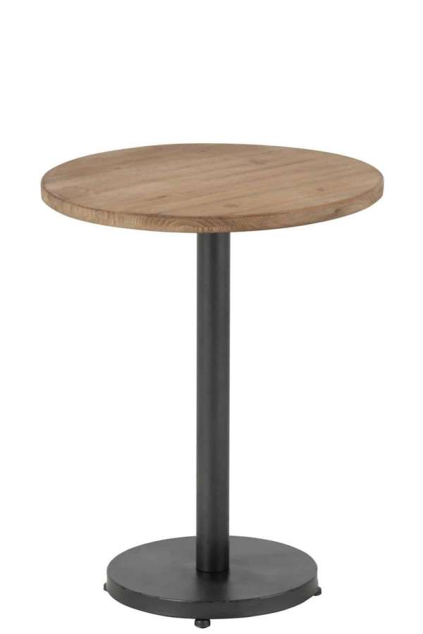 SIDETABLE BAR ROUND METAL/WOOD BROWN
